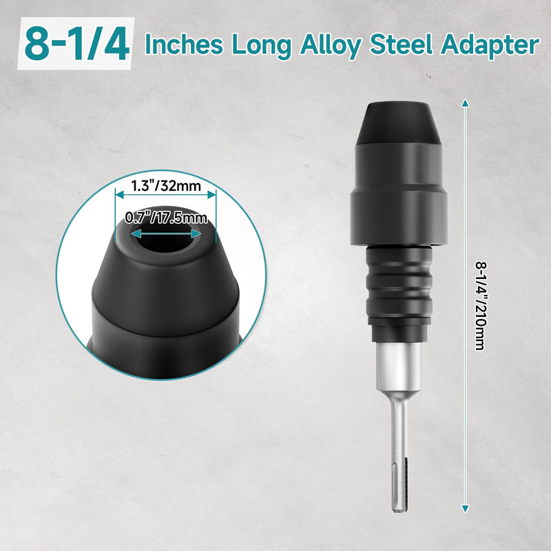 SDS-Plus to SDS-Max Adapter for Rotary Hammers - 8-1/4 Inches Long Black Alloy Steel Adapter Standard