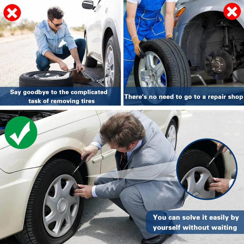 70 Pcs Tire Repair Rubber Nail, Tire Repair Nail Tire Repair Rubber Screws Fast Tool Self-Service Tire Repair Nail Vacuum Suitable for Car Motorcycle Jeep Tire Puncture Repair