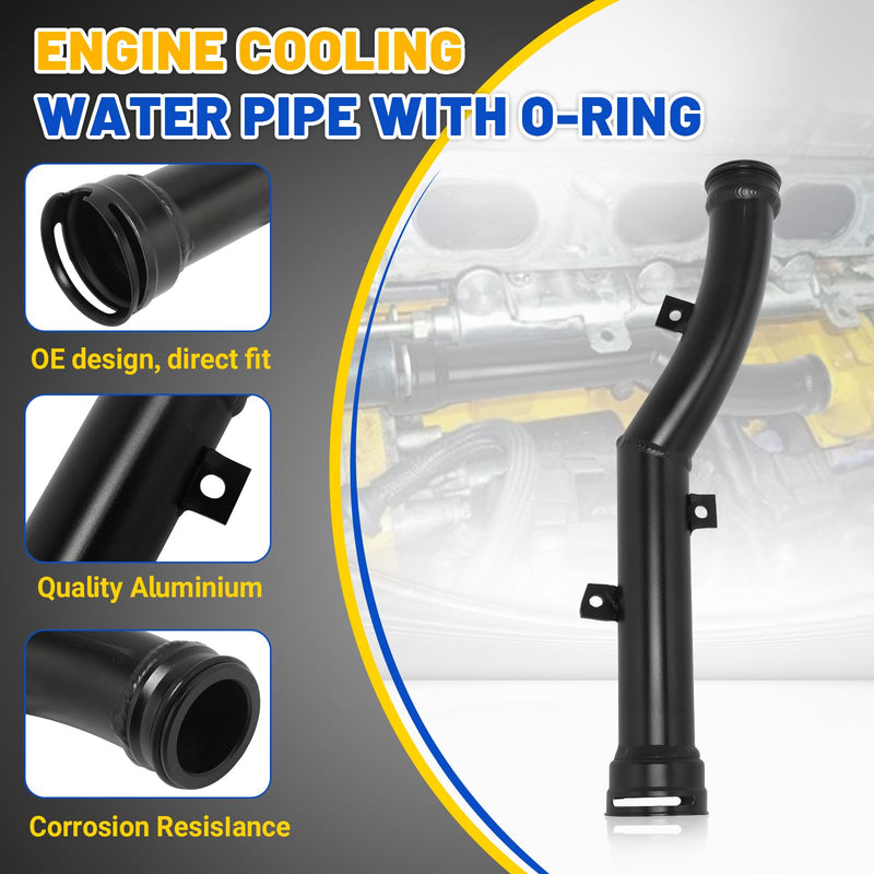 Upgraded Aluminum Engine Cooling Water Pipe compatible with Mini Cooper R55 R56 R57 R58 R59 R60 R61, Thermostat to Water Pump Hose Replace 11537589713