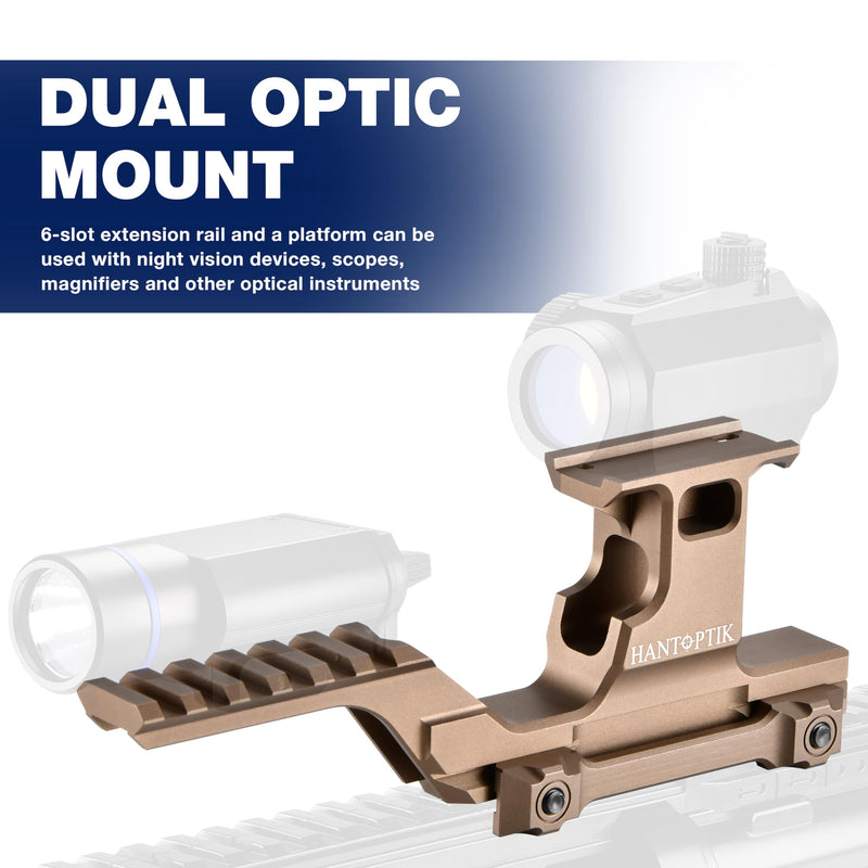 Hantoptik Tactical Group Type Mount, Combo Optic Riser Mount for Laser Night Vision, Red Dot Sight Scope, Holographic Sight, Magnifiers, Picatinny Rail Fast Riser Base Adapter Rail 21 mm Sand