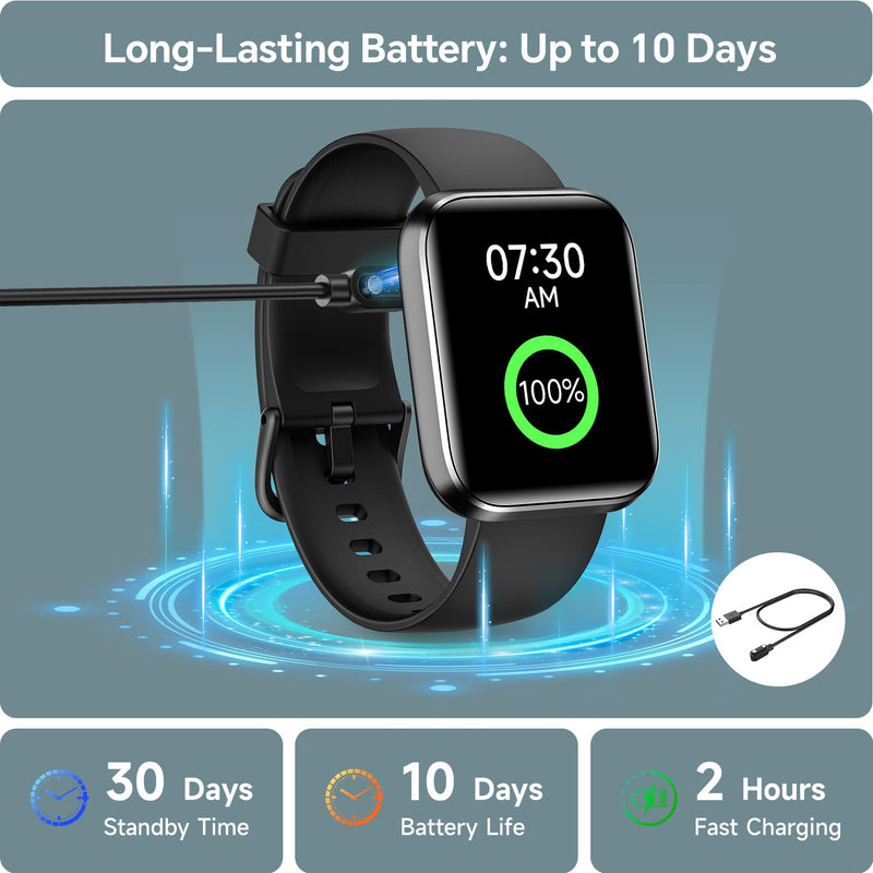 Smart Watch for Men Women, 1.85" Smart Watches Compatible iPhone/Samsung/Android (Answer/Make), Fitness Tracker with Heart Rate/Sleep/SpO2 Monitor, Smartwatch 3ATM Waterproof 120+ Sport Modes, Alexa Black