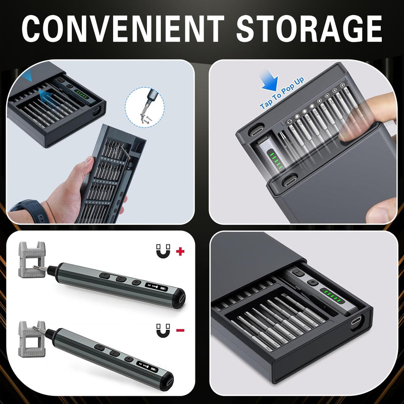 Mini Electric Screwdriver Set, 3.7V Cordless Precision Screwdriver,68 in 1 Rechargeable Power Screwdrivers Repair Tool Kit for iPhones,Laptops, Drones, Glasses, Watches,5 Adjustable Torque 68 in 1 Precision Electric Screwdriver Kit