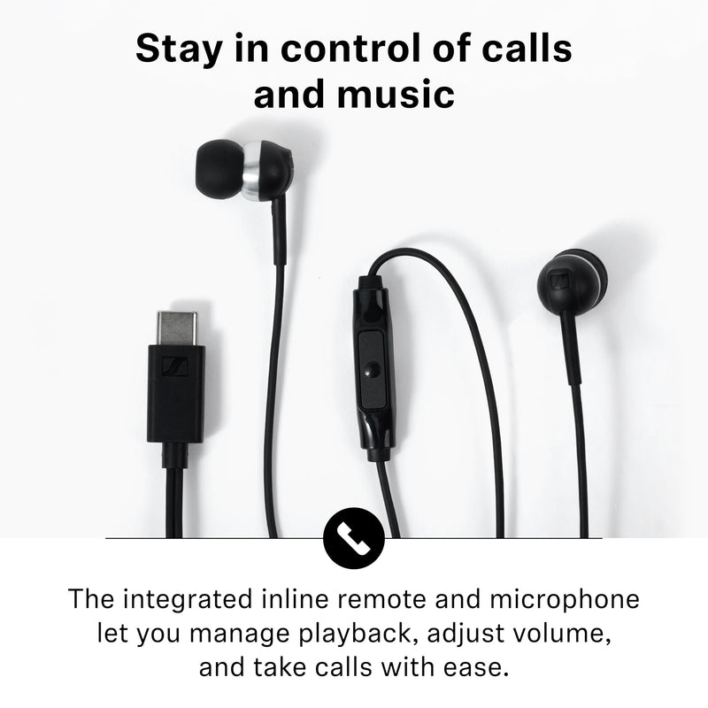 Sennheiser CX 80U in-Ear Headphones with in-line One-Button Smart Remote – Sakura USB Type C