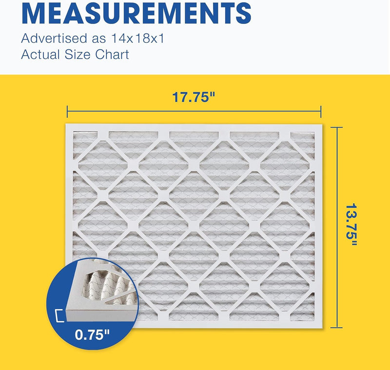 Aerostar 14x18x1 MERV 13 Air Filter, 6 Pack Set of HVAC Furnace Filters, Electrostatic MPR 1500-1900 & FPR 10 (Actual Size: 13 3/4 x 17 3/4 x 3/4 inches) Pro MERV 13