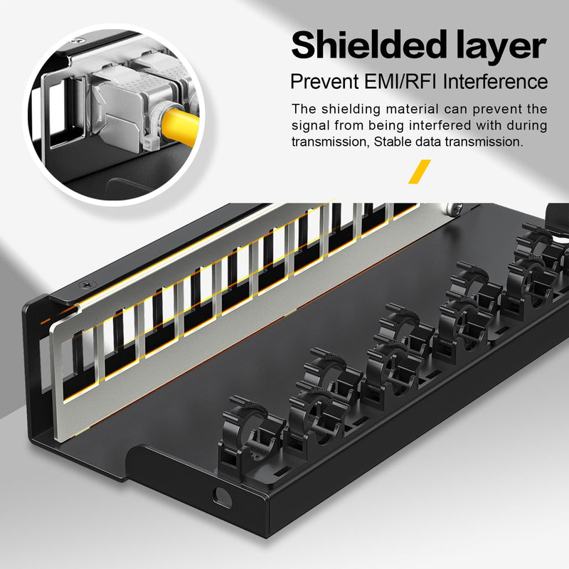 Patch Panel 12 Port 1U UTP/STP Blank Keystone Patch Panel Compatible with LC/SC/ST/FC/USB/HDMI Keystone Jack for Desk Mount Home Ethernet Termination Box (1U 12 Port) 1U 12Port