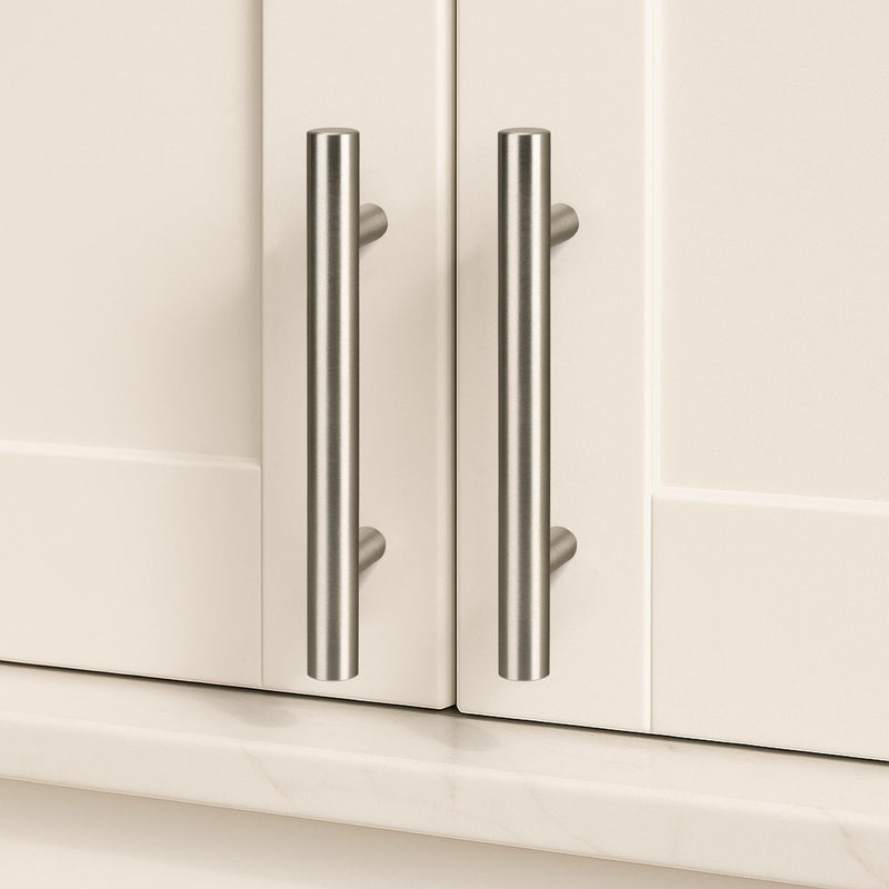 QOGRISUN 4-Pack Solid Brass Cabinet Pulls, Brushed Nickel Euro Style T-Bar Handles, 3 Inch Hole Center, Modern Drawer and Cabinet Hardware for Kitchen, Dresser, Bathroom Vanity 3-Inch(76mm)Hole Centers