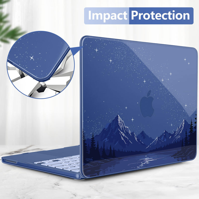 Batianda Case for MacBook Neo 13 Inch 2026 Model A3404, Starry Night Lake | 4-in-1 Laptop Accessories Bundle with Navy Nature Mountain Design, Ultra Slim Hard Shell for Travelers and Outdoor Lovers