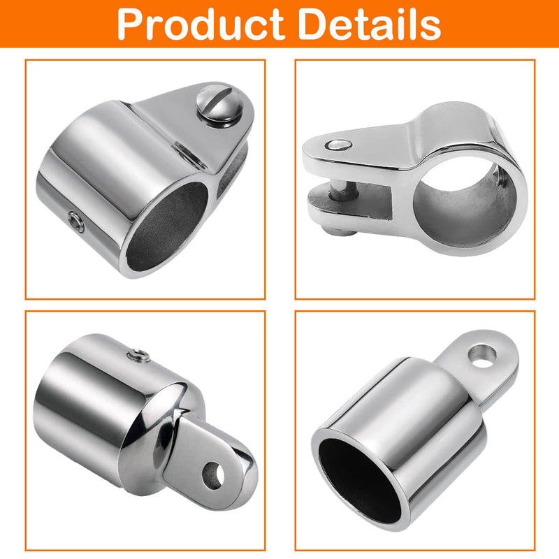 Bimini Top Hardware, 2 Pairs Eye End Caps and Jaw Slide 316 Stainless Steel Boat Canopy Fittings Replacement Parts 7/8 inch 2 Pair