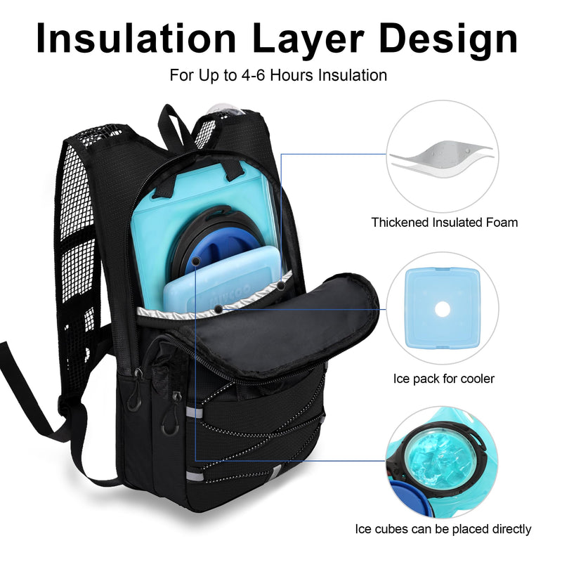 Hydration Backpack - Lightweight Water Backpack with 2L Water Bladder Bag, Running Hydration Vest Backpack for Men Women, Hydration Pack for Hiking, Cycling, Climbing MIYCOO Black 10L