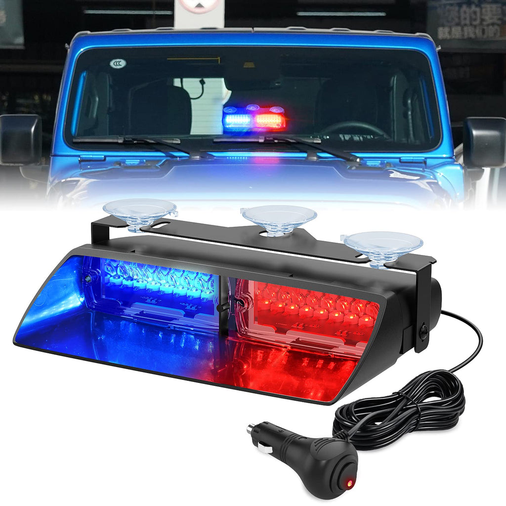 Nilight Emergency Strobe Lights, Windshield Hazard Warning Safety Flash Lights with Suction Cups, Super Bright LED Strobe Lights for Police Enforcement Firefighters Vehicle Truck Blue and Red