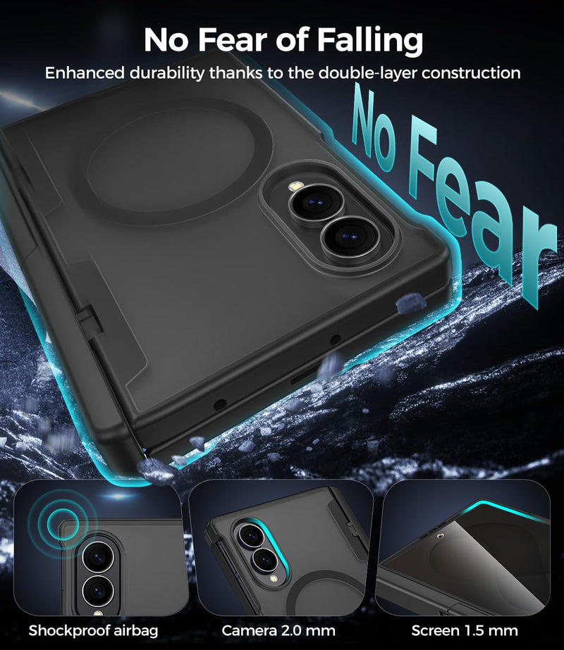 Goton for Samsung Galaxy Z Fold 8 Case with Privacy Screen Protector, Black | Compatible with MagSafe & Hidden Kickstand & Hinge Protection, Shockproof Double-layer Magnetic Protective Phone Cover
