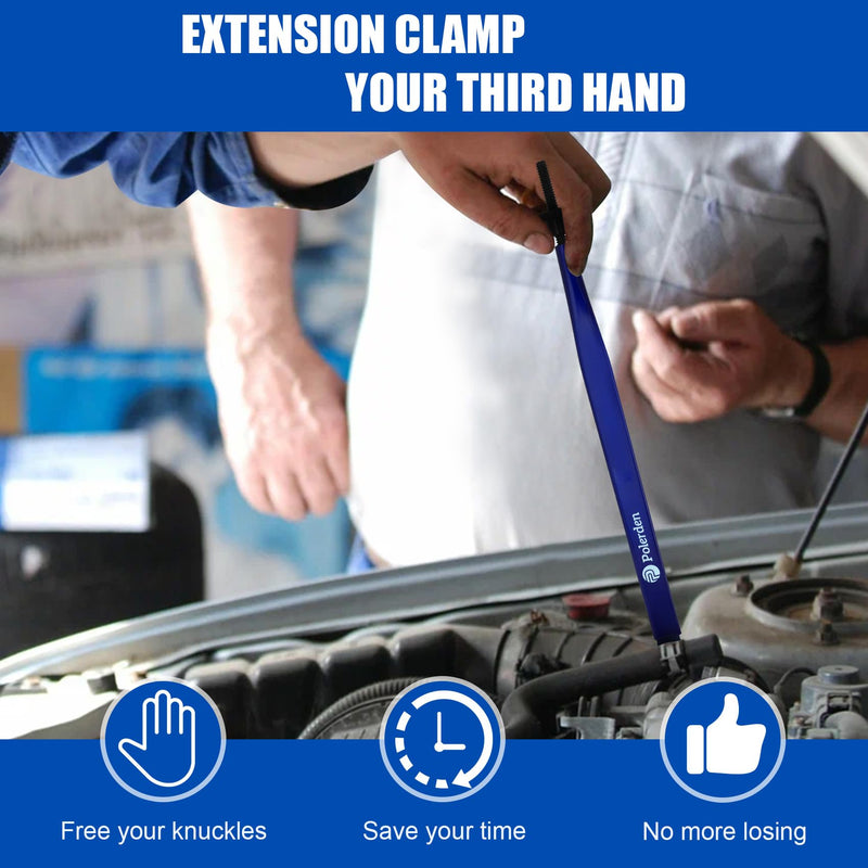 P Polerden 2026 Upgrade Extension Clamps Tool, Hold Nuts, Bolts & Hose Clamps-Your Third Hand in the Tight Space Extension Clamp Tight Tool, Versatile Vise Grip for Small Spaces 3 Year Warranty Blue