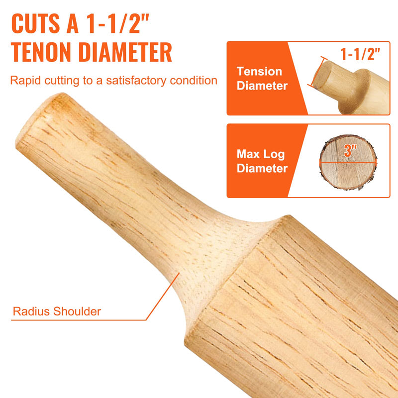 VEVOR Tenon Cutter, 1.5" / 38 mm Diameter, Premium Aluminum & Steel Log Furniture Cutter, with Dual Curved Blades & Button Screws Home Master Kit, Commercial Woodworking Tool for Home Beginner DIY Curved Blade-1.5 in