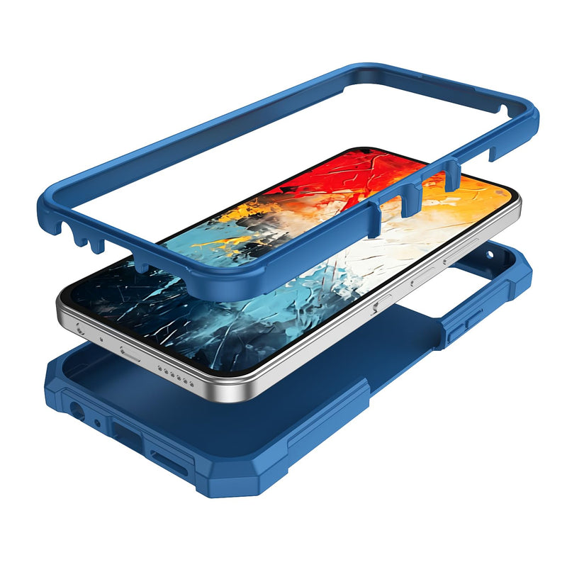 Case for TCL K70 5G/TCL K70 XE with Screen Protector Full Body Protection | TCL K70 Phone Case Front Silicone Bumper+Hard Plastic Back+Tempered Glass Screen+Military Grade Shockproof Corner Design Blue TCL K70/TCL K70 XE