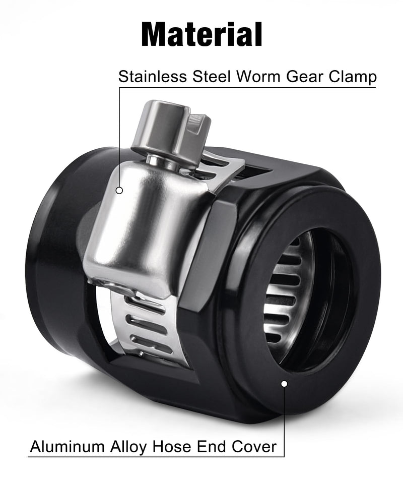 EVIL ENERGY 6AN Hose Finisher Clamp Aluminium Black for Stainless Braided Hoses,Rubber Hoses end Finisher AN6 4