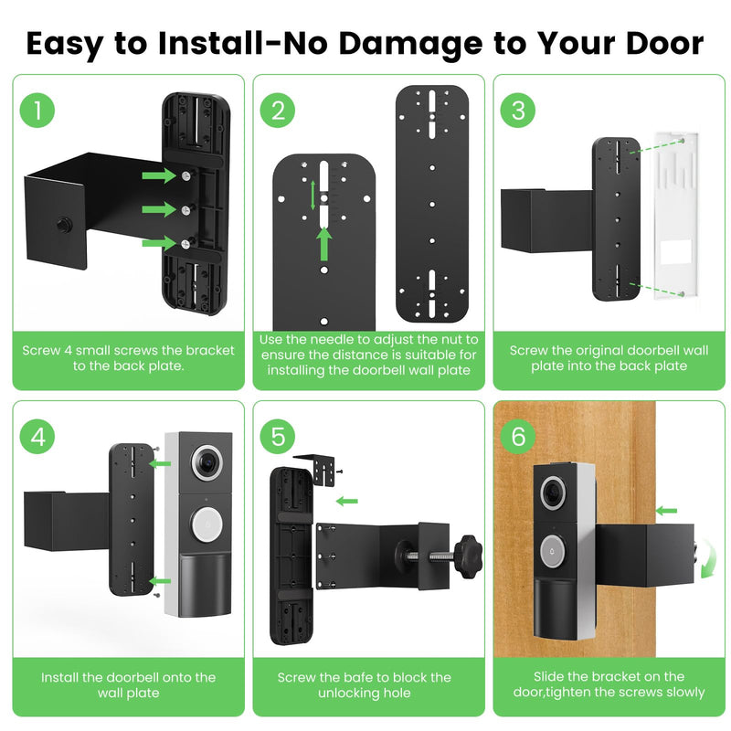 Anti-Theft Video Doorbell Mount Compatible with Tapo D210/ D225/ D235 Camera, No Block Motion Sensor, Adjustable No-Drill Mounting Bracket Accessories for Home Rentals Office