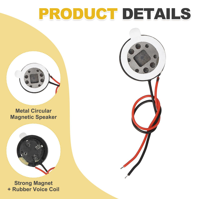 10pcs Internal Magnet Speaker (13mm / 0.5" Dia) - 1W 8 Ohm Round Internal Micro Magnet Loudspeaker with 60mm Terminal Wire for DVD EVD Mobile Portable Advertising Machine, Black 0.5" + 60mm Terminal 10