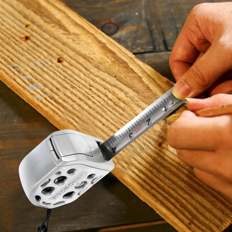 Hollow Retractable Tape Measure 7.5m/25ft | Stainless Steel & Self-Cleaning Design | Double-Sided Scales for Construction, Woodworking & DIY | Lightweight & Durable & Rust-Resistant (25mm Width)