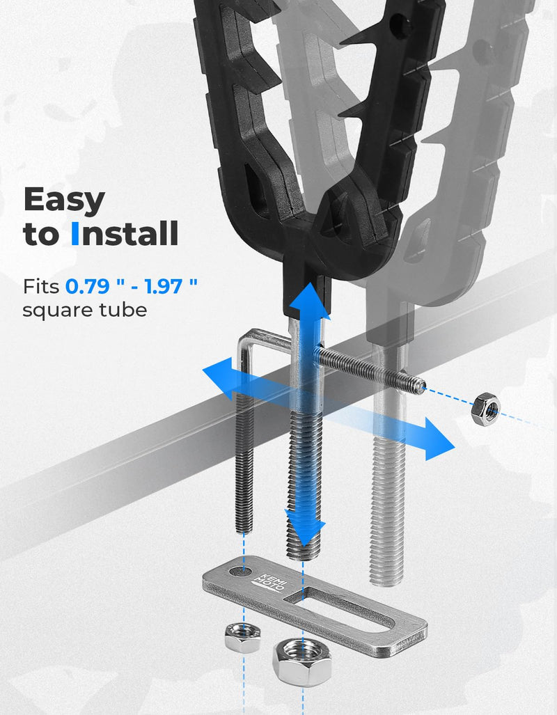 KEMIMOTO ATV Tool Mount, Tools Holder for 0.79 in - 1.97 in Square Tube, Tool Holder Rack with Rubber Straps Compatible with ATV UTV Flat Cargo Rack
