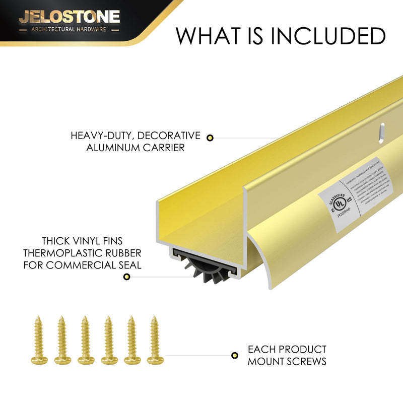 U-Shaped Aluminum Door Bottom Shoes with Drip Cap(Gold) - Fire Rated - 1-3/4"W x 1-5/16"H x 36" L Weather Stripping Seal for Exterior Doors, Vinyl Insert, JS-216DV Gold 1-3/4"W x 1-5/16"H x 36"L