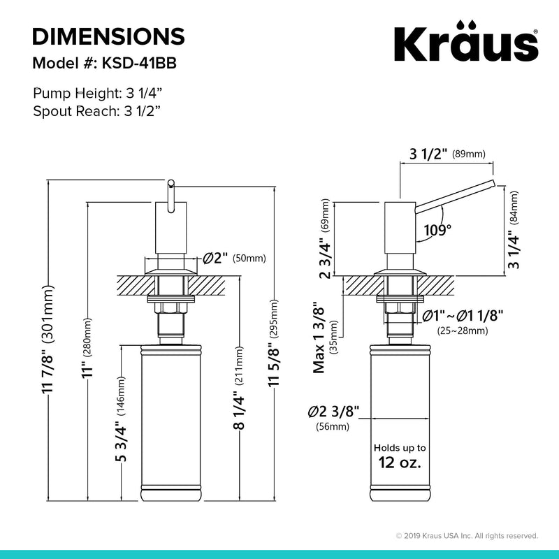 KRAUS Kitchen Soap and Lotion Dispenser in Brushed Brass, KSD-41BB Modern Style