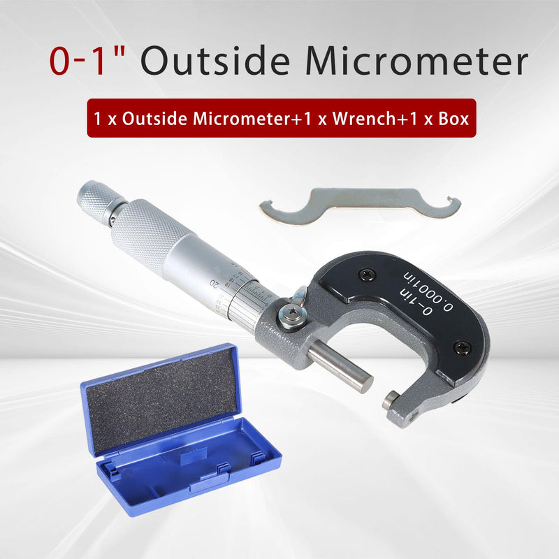 findmall 0-1" Outside Micrometer 0.0001" Carbide Tipped 0-1 Inch Micrometer Machinist Tool