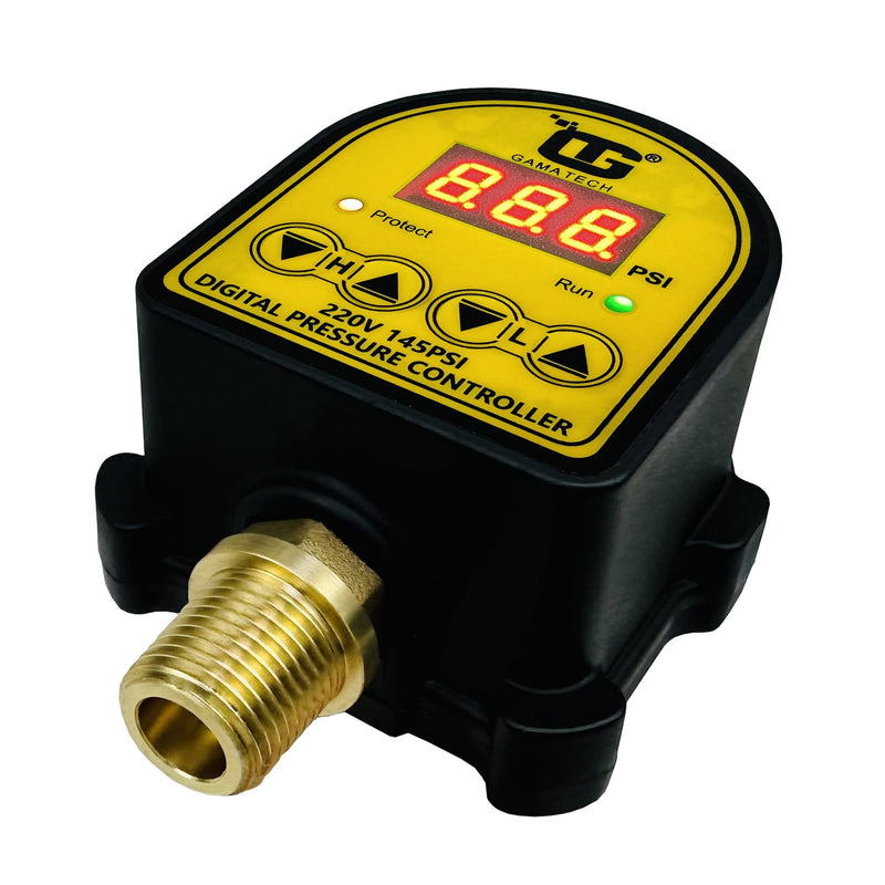 GamaTech 220V 145PSI Digital Adjustable Pressure Switch Controller for Water Pump and Air Pump, 1/2" Male NPT
