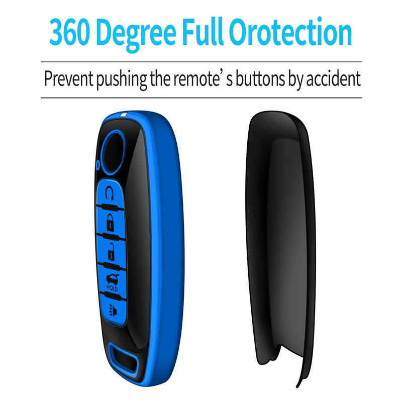 Tukellen for Nissan Key Fob Cover, Premium TPU Plated Case for 2023-2025 Pathfinder Rogue Ariya Versa Kicks Sentra Armada Murano Smart Remote Key Protector (Blue, 5 Buttons) Blue