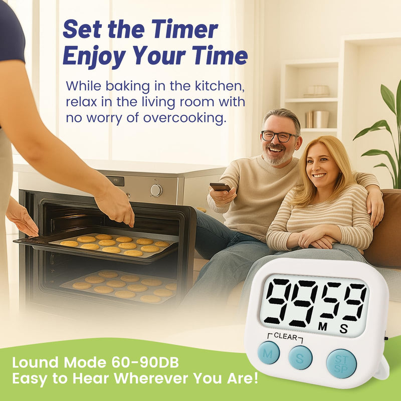 12 Pcs Digital Timer for Kids, Magnetic Countdown Kitchen Timer, Upgrade Loud Alarm Timers for Cooking, Kitchen, Exercise, Work, Study, Classroom, Outdoor Activities, Battery not Including 12