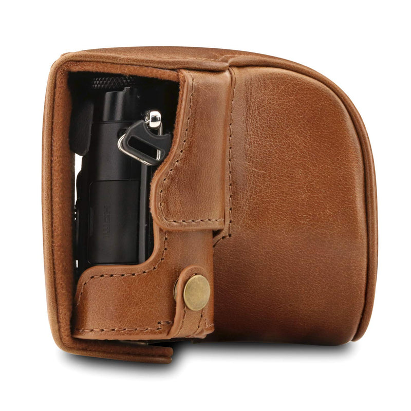 MegaGear MG1565 Ever Ready Genuine Leather Camera Case Compatible with Panasonic Lumix DC-LX100 II - Brown