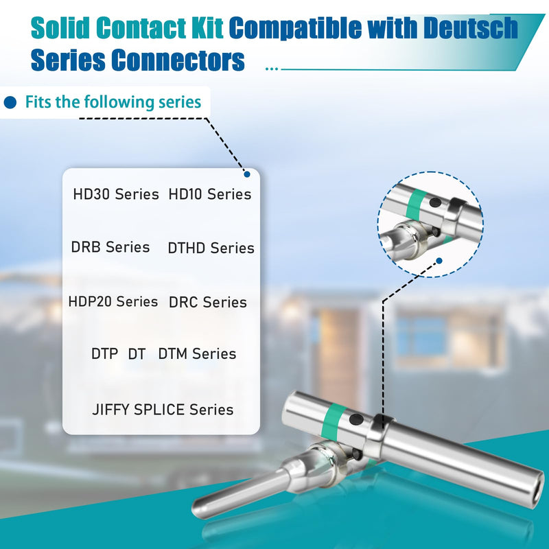 180PCS Deutsch Connector Pins and Sockets, Barrel Style Contact Pin Kit, Sizes 12/16/20 Male and Female Solid Terminals, Wire Gauge Range 12-22 AWG for Deutsch DTP, DT, DTM Series Connectors