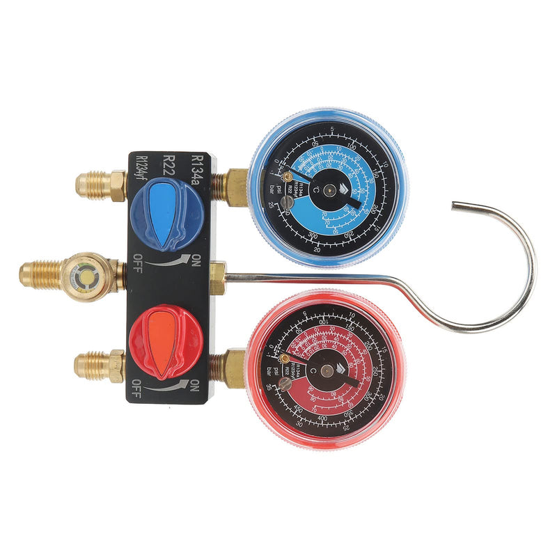 Yosoo Manifold Gauge R22 4 Pressure Gauge Refrigerant Fluorinated Enlarged for G1 R1234Yf R134A for Mini for G1 4 R22 R134A R1234Yf Miniature Manifold Fittings