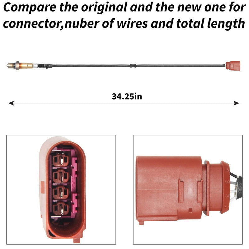 234-4808 O2 Oxygen Sensor Downstream Compatible with Beetle Golf Jetta A4 A8 TT Quattro Cayenne