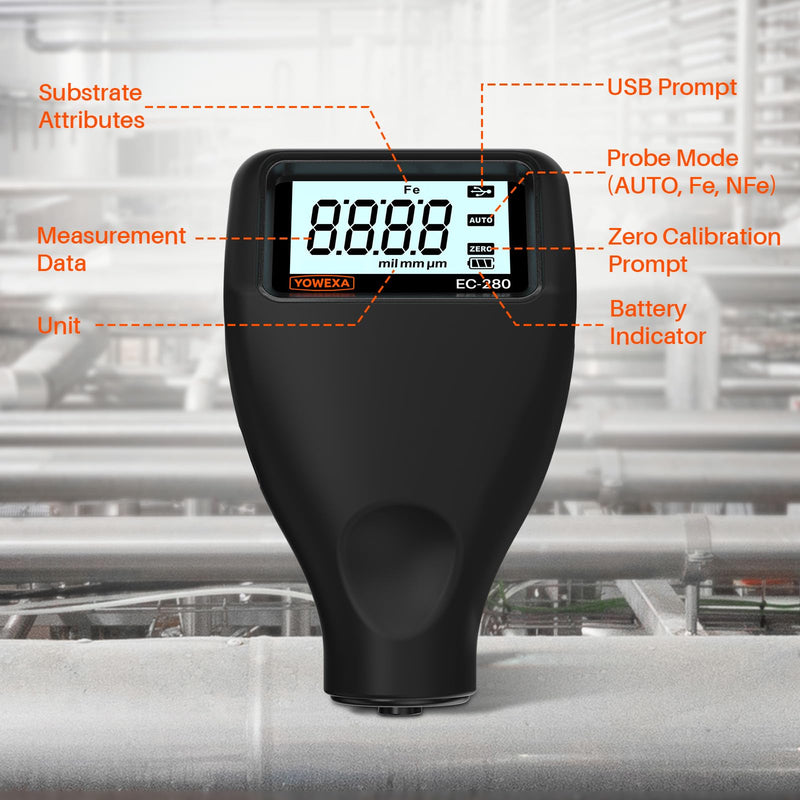 Paint Thickness Gauge for Cars, Digital Coating Meter 0-2500μm | Paint Meter for Cars, Fe/NFe/Zn Detection, Ruby Probe, Backlit Rotating LCD, Continuous Coating Thickness Tester, Used Cars