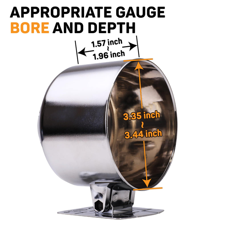 Universal 85mm 3-3/8" Chrome Single Gauge Dashboard Pod Mounting Cup & Stand for Automobile Boat