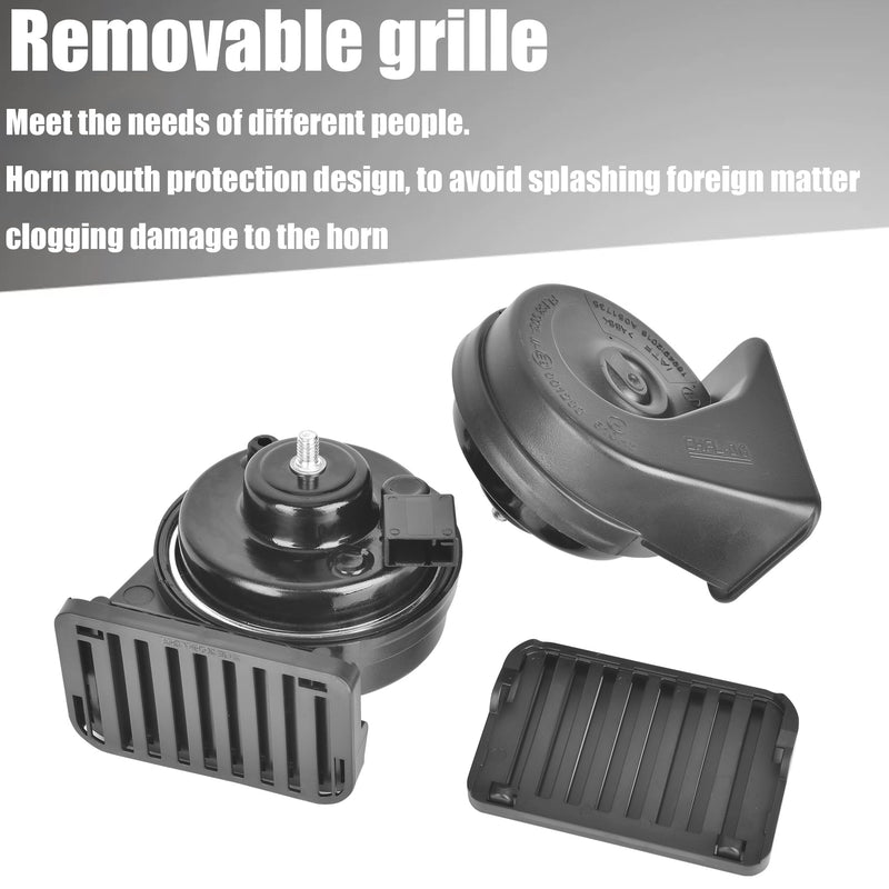 Loud Car Replacement Horn Kit for Toyota, 12V Waterproof Electric High/Low Tone Snail Horn with Upgraded Grille