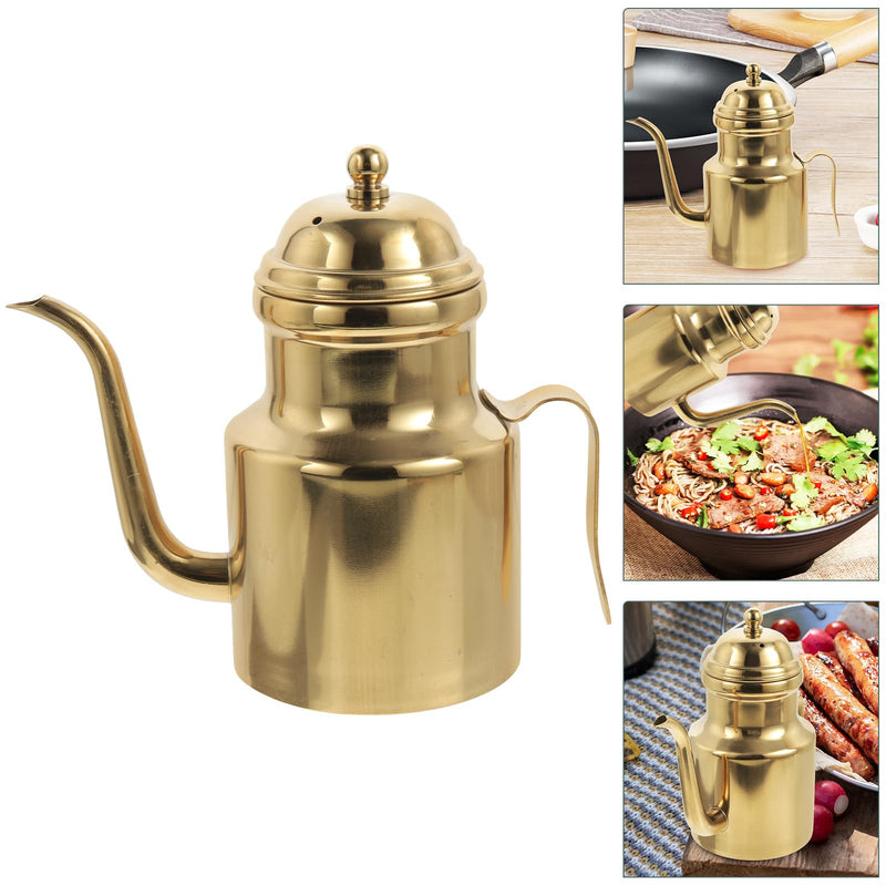 Cabilock 14oz Olive Oil Dispenser Bottle for KitchenGold Olive Dispenser Gold Stainless Oil Dispenser Bottle Vinegar Dispenser Can with Non-for Kitchen Gadgets, Air Fryer, Salad 14 Ounces Golden