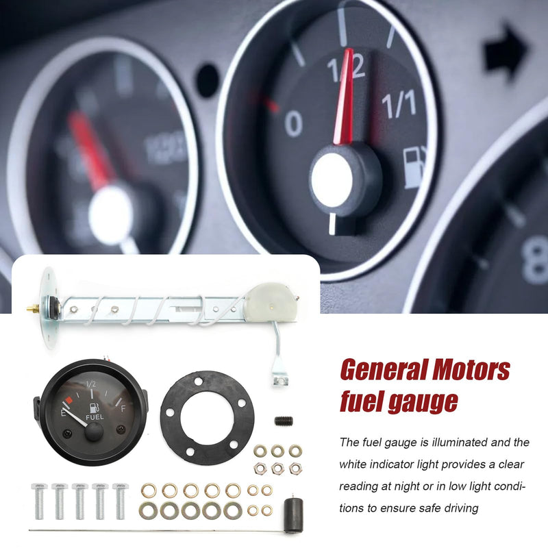 12V Universal 2" 52mm Car Fuel Level Gauge Meter w/Fuel Sensor E-1/2-F Pointer Universal Fuel Gauge for Car