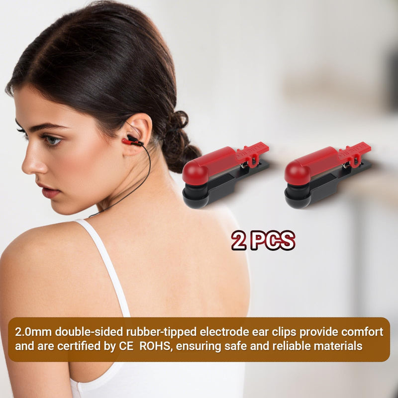 2/4PCS Ear Clip Electrode with Double-Sided Soft Rubber Head for Tens 7000 & Standard Units, Comfortable & Standard 2.0mm Connector (4) 4