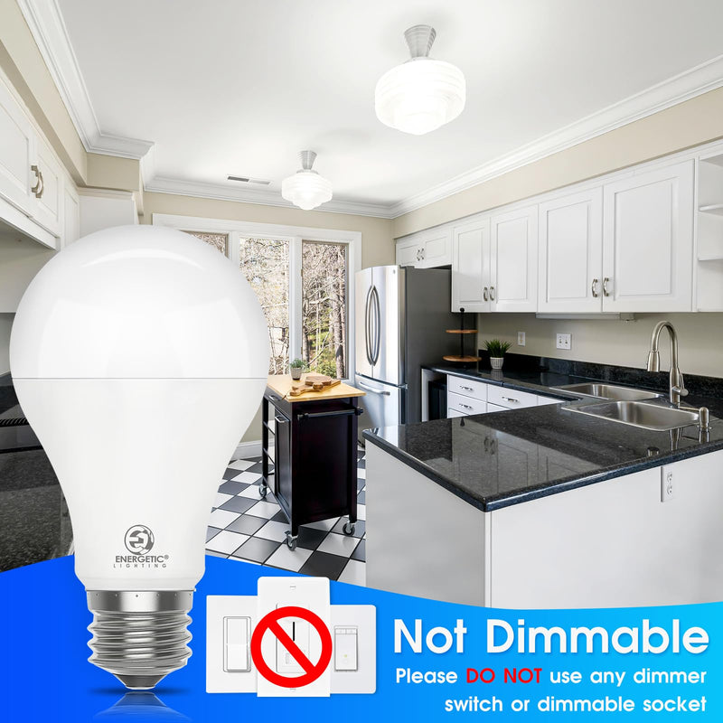E ENERGETIC LIGHTING 150 Watt LED Light Bulb, Super Bright A21 Daylight 5000K, Non-Dimmable, 2300lm, High Lumen Light Bulbs, UL Listed, 6-Pack