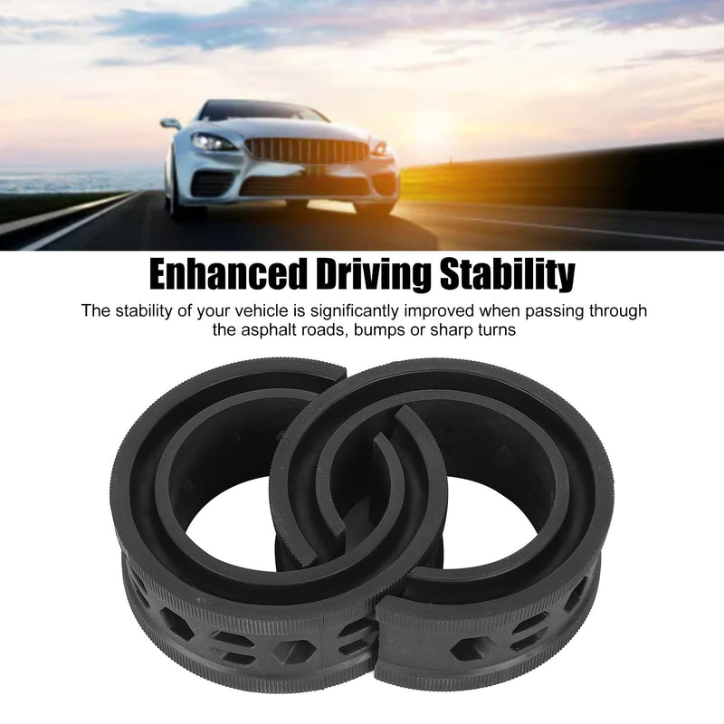 2PCS Car Coil Spring Buffer Rubber, Universal Car Shock Absorber Cushion Spring Bumper Buffer C Type Reduce Noise Anti Vibration for Cars, black