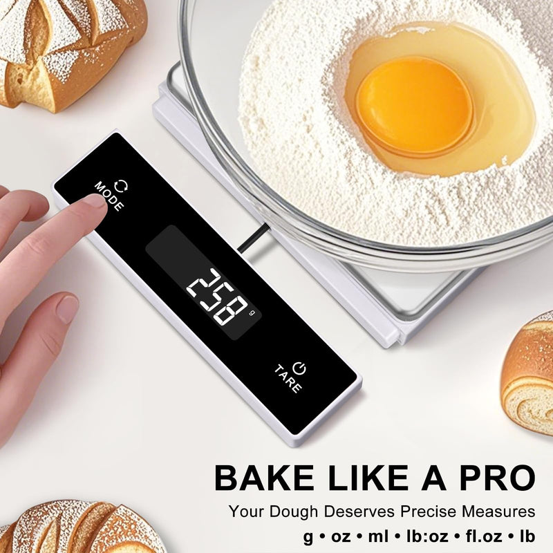 THINKSCALE Digital Kitchen Scale, 11-Pound Stainless Steel Food Scale with Pull-Out Display, 1g/0.01oz Precision for Baking, Cooking, Meal Prep, 6-Unit Conversion Slide-Out Wired Display