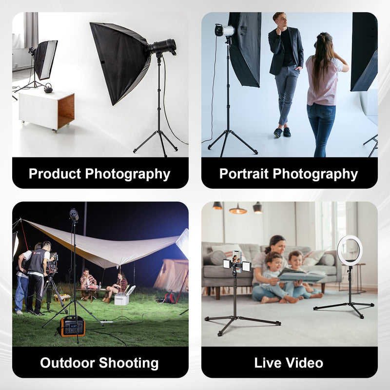 COMAN Extendable 6.23ft Light Stand, Adjustable Aluminum Tripod with 1/4" Screw - Portable, Reverse Folding Studio Lighting Stand for Strobe, Camera, Flash