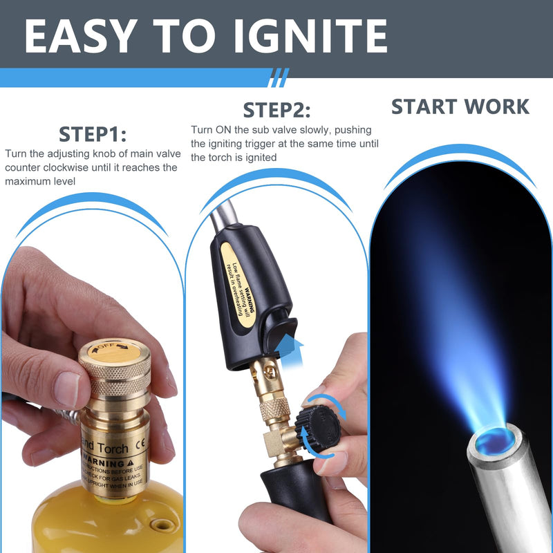 Propane Torch Hose Kit, Mapp Gas Torch Heat 3600℉ Map Gas Torch Kit Trigger Start & Heat Adjustment, Soldering Welding Torch Fuel by MAPP, Map/Pro,Propane(Includes Cylinder Clip) Orange