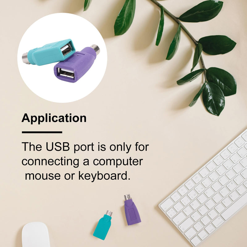 4pcs PS/2 to USB A Adapters, PS/2 to USB A Converter (2 Colors) | Durable PS/2 to USB A Adapters Premium Male to Female Converters for Connect Computer Mouse or Keyboard