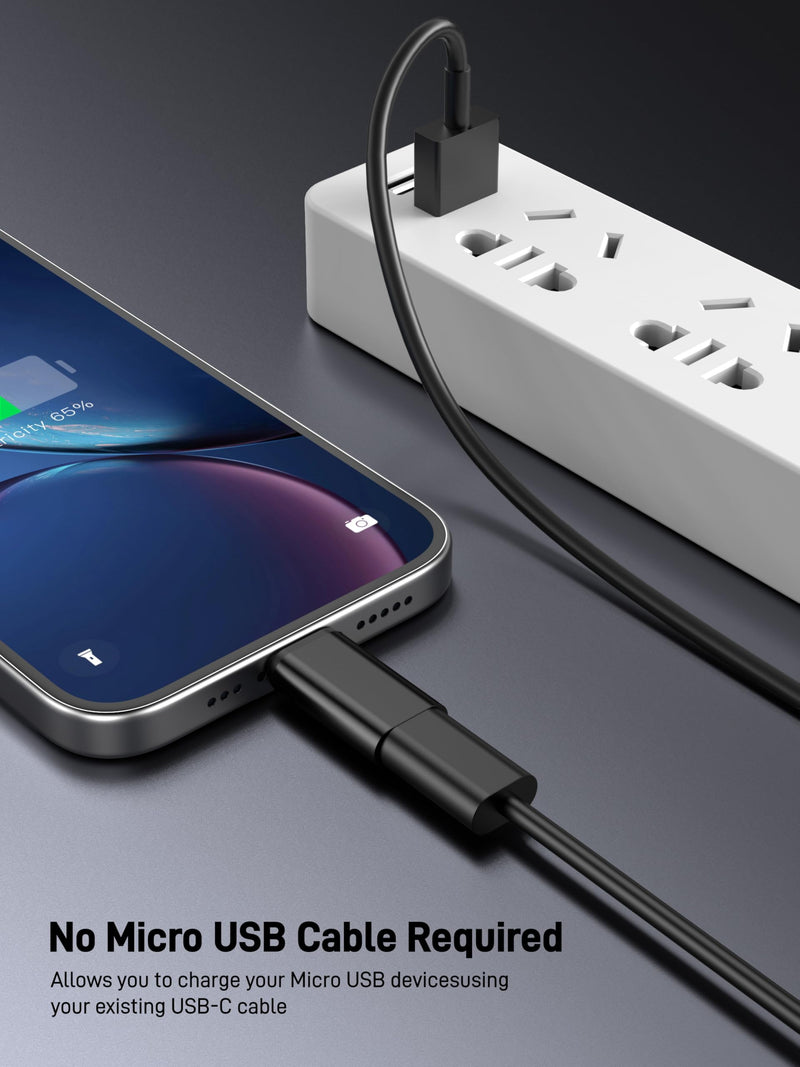USB C to Micro USB Adapter, 10 Pack USB Type C (Female) to Micro USB (Male) Convert Connector Support Charge and Data Sync Compatible with Samsung Galaxy S7 S7 Edge, Nexus 5 6. Black 10Pack