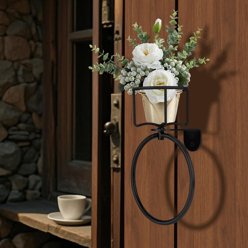 2Pcs Vintage Towel Ring with Candle Holder – Unique Antique Rustic Bathroom Accessories, Towel Holder, Wall-Mounted, Sturdy (Black) Black 2