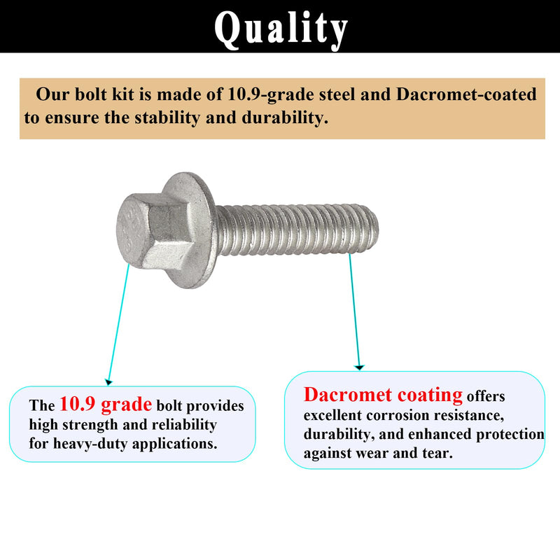 (12 PCS) 551696 Exhaust Manifold Header Bolt Kit for LS Series Engines LS1 LS2 LS3 LSX LT – Grade 10.9 Steel LS Header Bolts Replacement Set