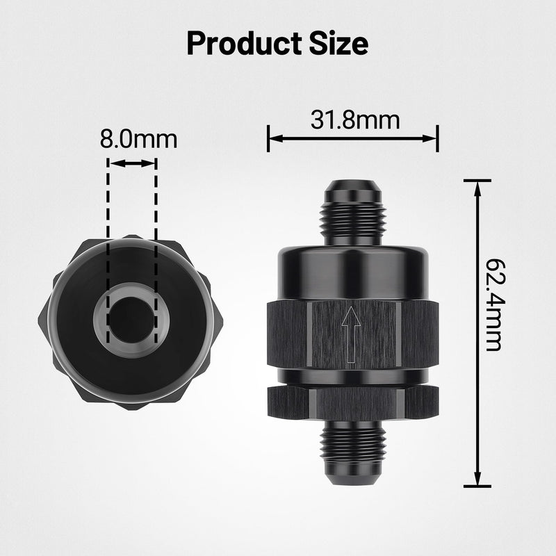 EVIL ENERGY 6AN Male Non Return One Way Inline Check Valve Fitting Aluminum Black 6AN(9/16-18 UNF)