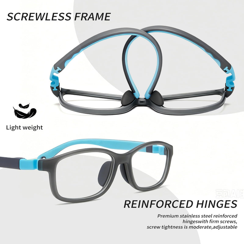 SooGree Blue Light Glasses for Kids,Blue Light Blocking Glasses for Screens Mobile TV,Computer Gaming Grasses-Anti Eye Strain Age 9-13 （gray）